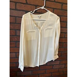 Joie Ivory Silk Long-Sleeve Blouse Size Small